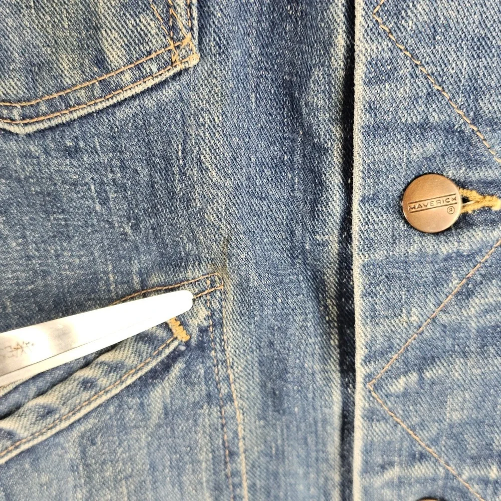 Vintage 70s Maverick Blue Bell Denim Jean Jacket Size 38 ( S/M ) Made in USA